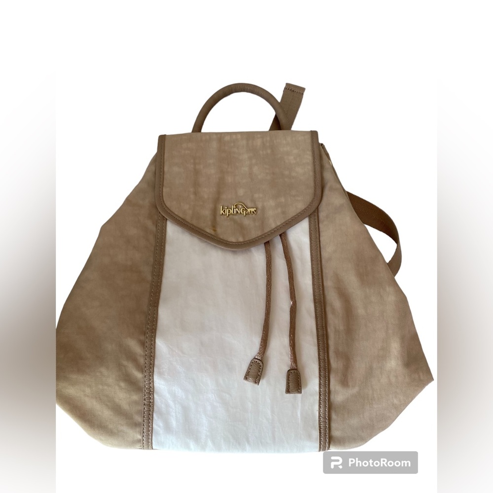 Kipling Wendy Backpack Purse Tan White NWT